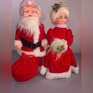 Vintage Crafted Christmas Mr and Mrs Santa Claus Doll Figures 13”